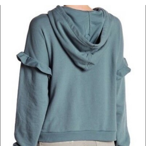 Romeo + Juliet Couture Sage Green Ruffle Hoodie - Picture 2 of 5